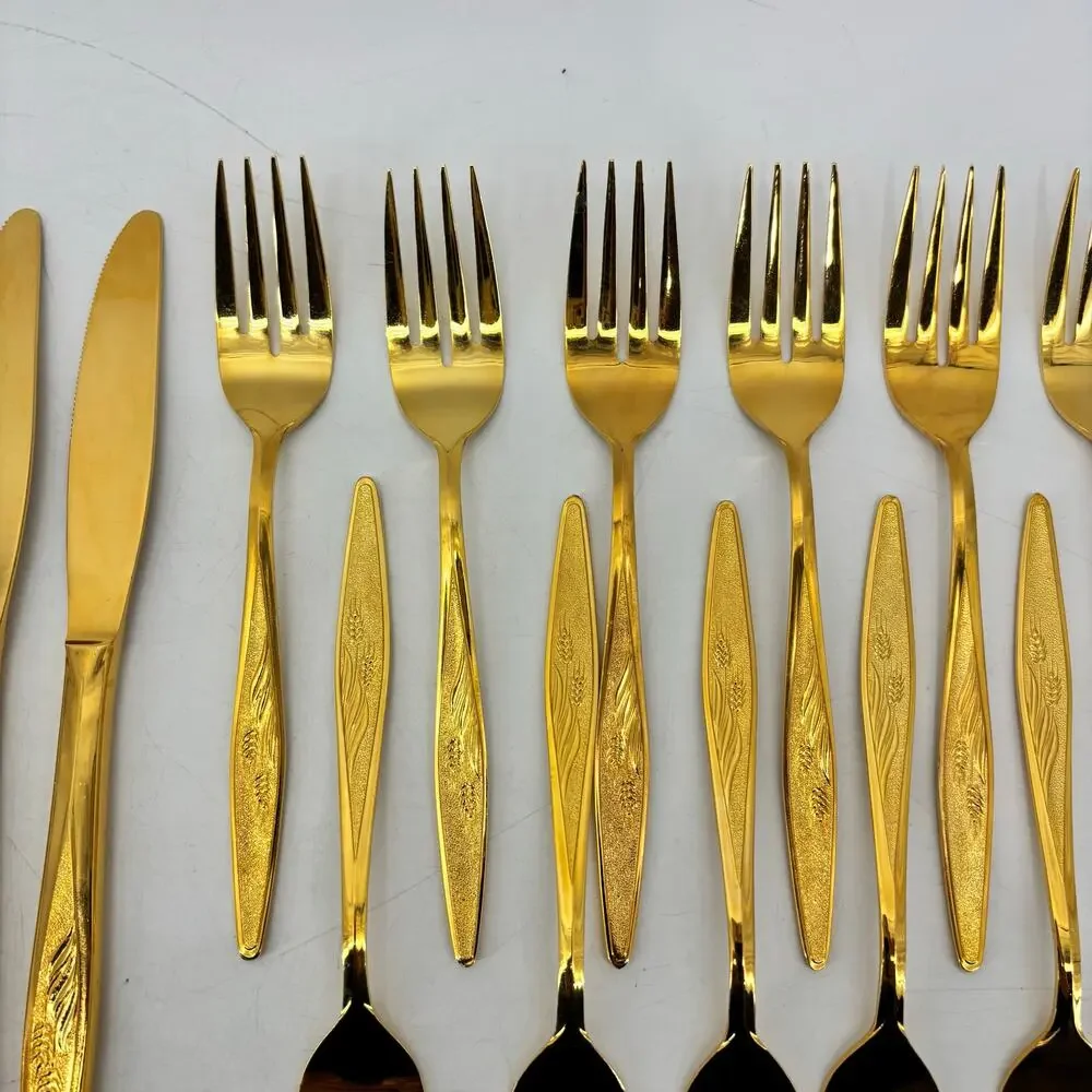 Sherwood Stanley Roberts Flatware Spoons Salad Forks Stainless Gold Tone
